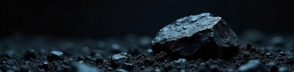 Close-up of Coal Textured Dark Surface, Symbolic of Fossil Fuels and Environmental Impact