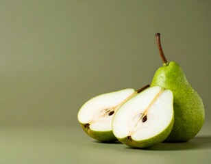 Whole Green Pear &ndash; Minimal Fresh Fruit Visual on Soft Solid Background
