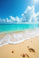 Tranquil Beach Getaway Sun-Kissed Sand, Turquoise Waters, Seashells, Relaxation, Escape
