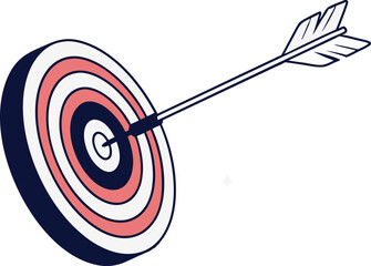 Arrow Shot to Target Center Vector Illustration for Archery