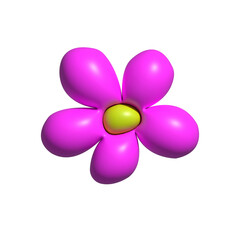 3D bright pink  flower isolated transparent background