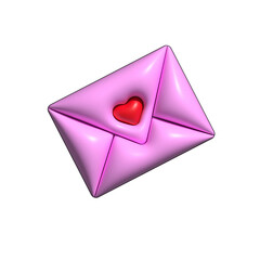 3d envelope with heart, png