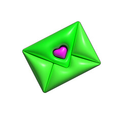 3d envelope with heart, png