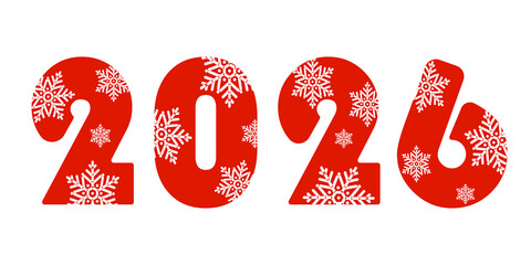 2026  number with snowflakes pattern , png