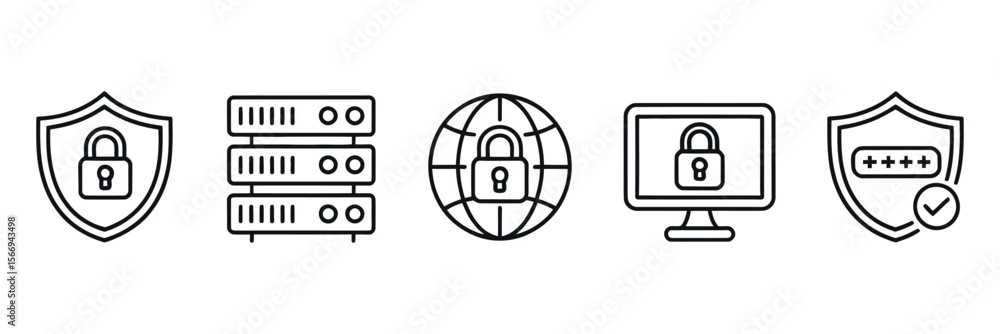 Poster secure data center network protection icons