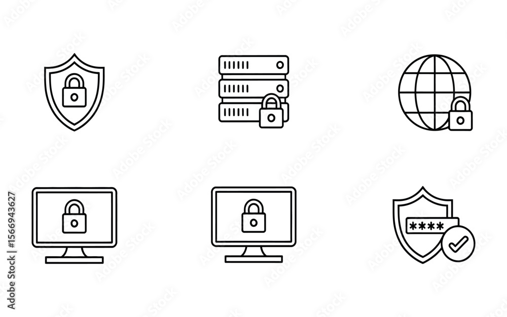 Poster secure network and data protection icons