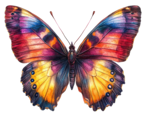 Vibrant butterfly nature digital colorful beauty isolated on transparent background
