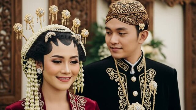 Traditional javanese wedding couple