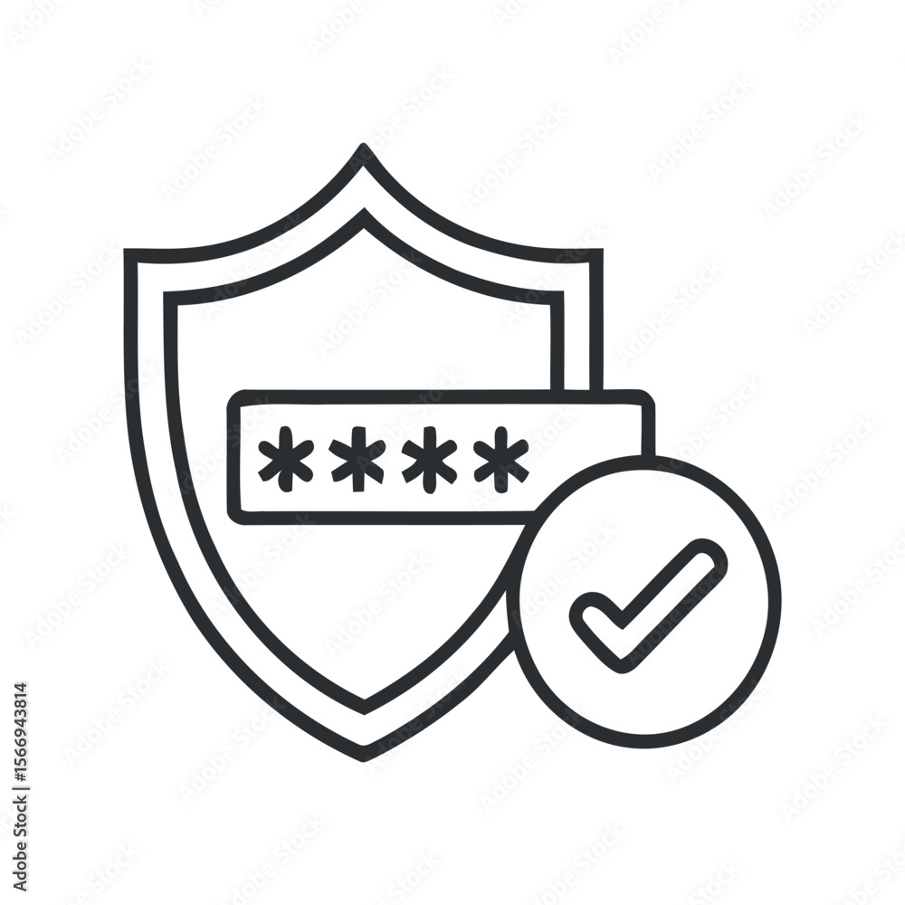 Poster security shield with password and checkmark