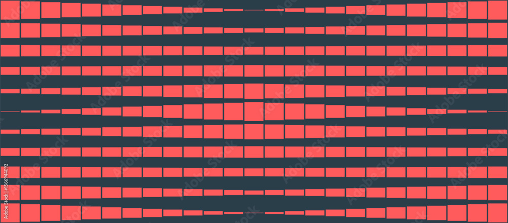 Poster bold horizontal grid design with optical deformation effect red black vector wide abstract backgroun