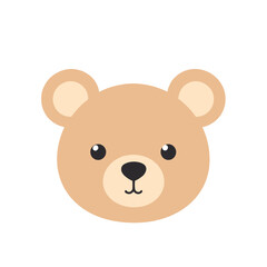 Cute vector bear head icon, isolated symbol, animal face