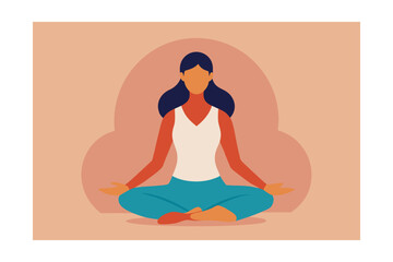 Obraz premium -woman-meditating-in-lotus-pose-for-mindfulness-on.eps