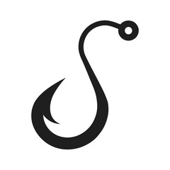 Black Fishhook Icon with Ripple Effect Minimal Vector