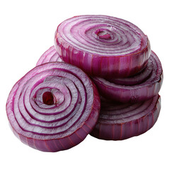 Slicing red onions for culinary use in kitchen food preparation isolated on transparent background