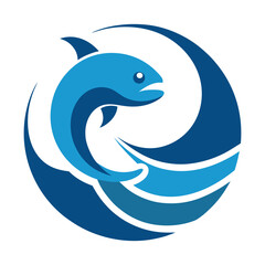 Stylized Waves and Jumping Fish Logo