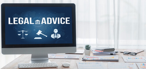 Smart legal advice website for people searching for brisk law knowledge in digital device screen...