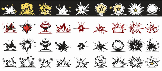 Cartoon Explosion Effects: Comic Book Style Blast & Boom Illustrations