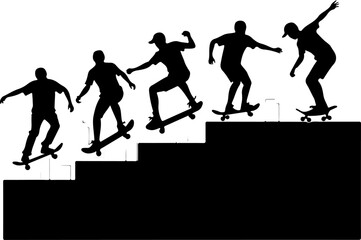 mountain skateboard, skateboarding, extreme man sport   vector bundle