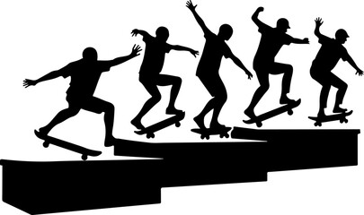 mountain skateboard, skateboarding, extreme man sport   vector bundle