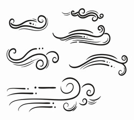 Fototapeta premium Hand-drawn Wind Swirls and Flourishes: Design Elements