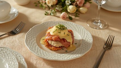 Classic Eggs Benedict with Hollandaise and Smoked Salmon