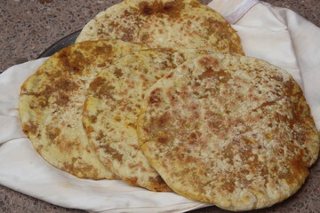 Fresh Moroccan Stuffed Bread Close Up, Amazigh Stuffed bread