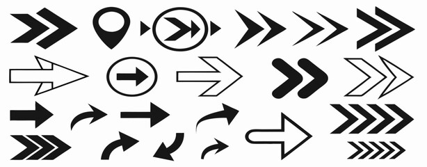 Collection of Black Arrows, Pointers, and Navigation Icons