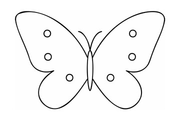 Black Line Drawing of a Butterfly with Circles on Wings