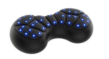 Ergonomic input device alternative keyboard with led lights for gaming and accessibility needs on transparent background