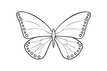 Black and white butterfly illustration with circles on wings
