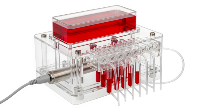 Blood analysis device lab equipment medical testing system for scientific research and development uses on transparent background