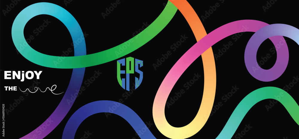 Poster vibrant abstract lines on a dark background. this image features a dynamic composition of colorful, 