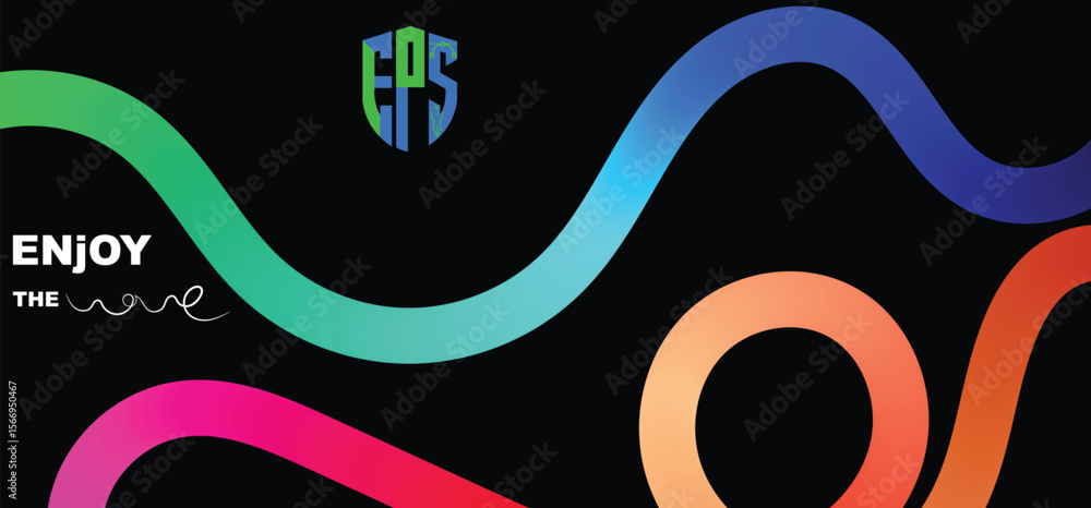 Poster vibrant abstract lines on a dark background. this image features a dynamic composition of colorful, 