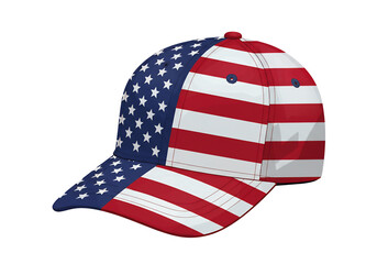 A baseball cap with American flag design