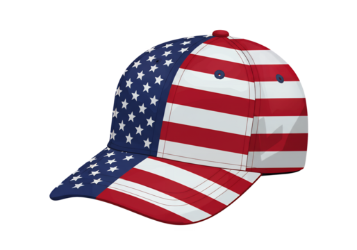 A baseball cap with American flag design