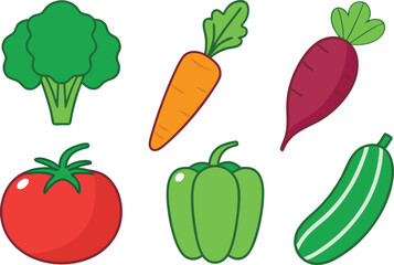 Healthy Vegetables Clipart Set for Nutrition and Cooking Designs. Fresh Vegetables Clipart Collection for Recipe and Menu Projects. Colorful Vegetables Clipart for Healthy Food and Wellness Graphics