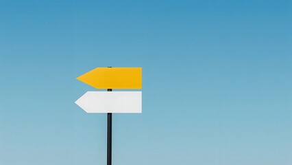 Blank Directional and Informational Signs Against Blue Sky – Conceptual Urban Mockup