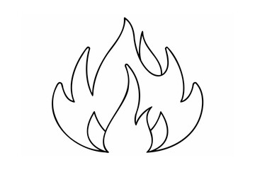 Black outline drawing of a flame on white background