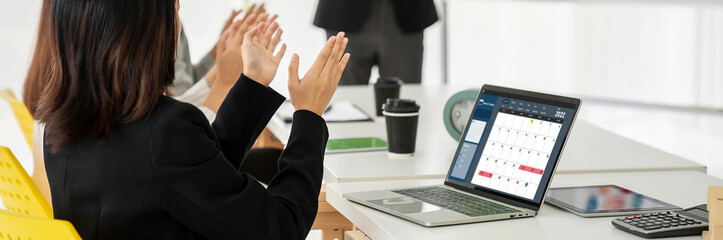 Calendar on computer software application for modish schedule planning for personal organizer and online business