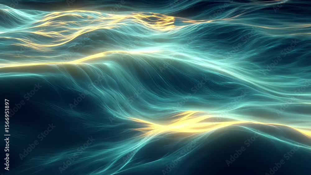 Poster underwater glow rays illuminating smooth ocean waves at twilight, underwater glow rays smooth waves 