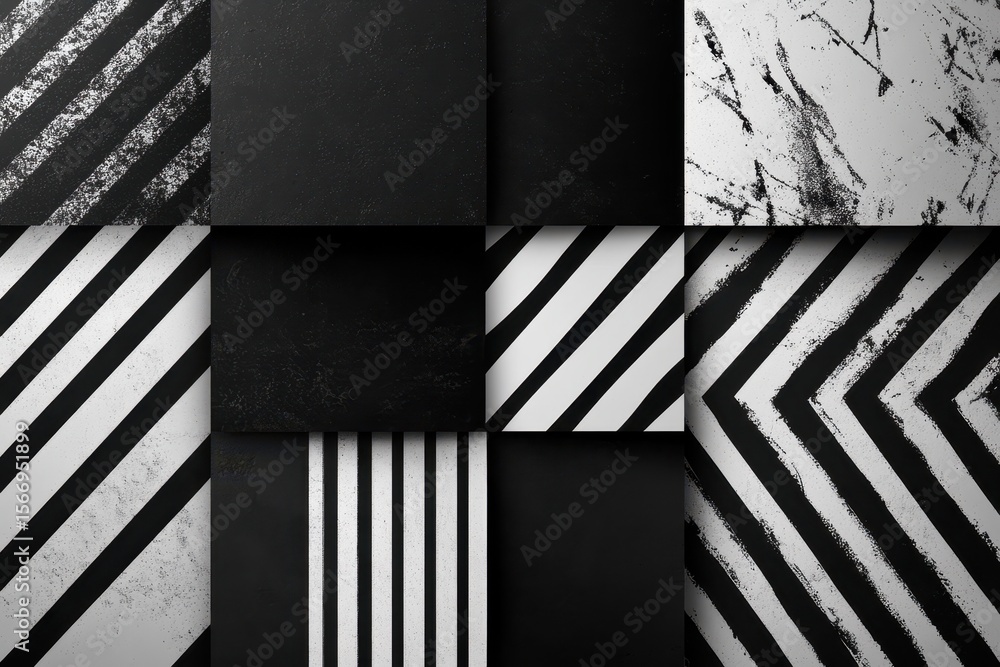 Poster dark striped transitions with textured backgrounds create a striking visual aesthetic for design pro