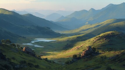 Naklejka premium Serene mountain valley scenery