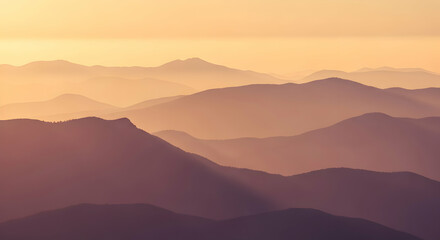 Misty mountain range sunrise landscape