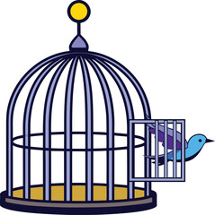 birdcage with a bird inside, 