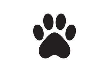 Paw print icon silhouette on white background.