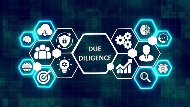 Due Diligence Concept Displayed on a Futuristic Virtual Screen in Business and Technology Environment. Business and Technology Concept Featuring Due Diligence on a Future-Oriented Virtual Interface. 
