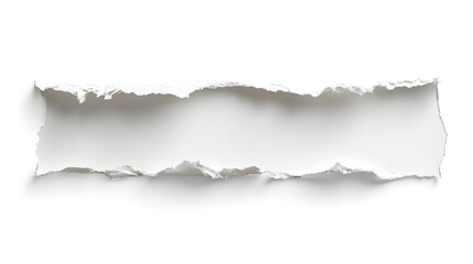 Fototapeta premium Wide Torn Paper Strip Isolated On White Background