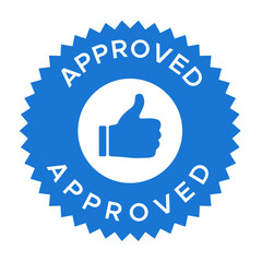 Obraz premium Approved Badge Icon – vector Stamp with Thumbs Up Symbol, Approved Stamp