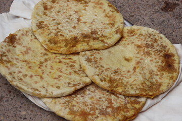 Fresh Moroccan Stuffed Bread Close Up, Amazigh Stuffed bread