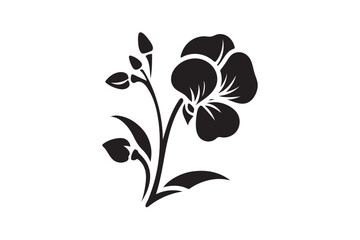 Sweet Pea flower icon silhouette on white background.